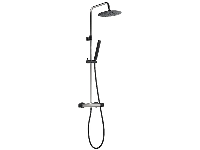 Colonna doccia Kissy in acciaio inox e nero con comando termostatico Essebagno