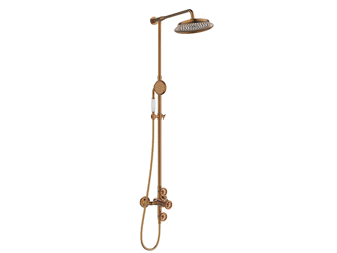 Indus colonne de douche thermostatique cuivre brossé - Essebagno