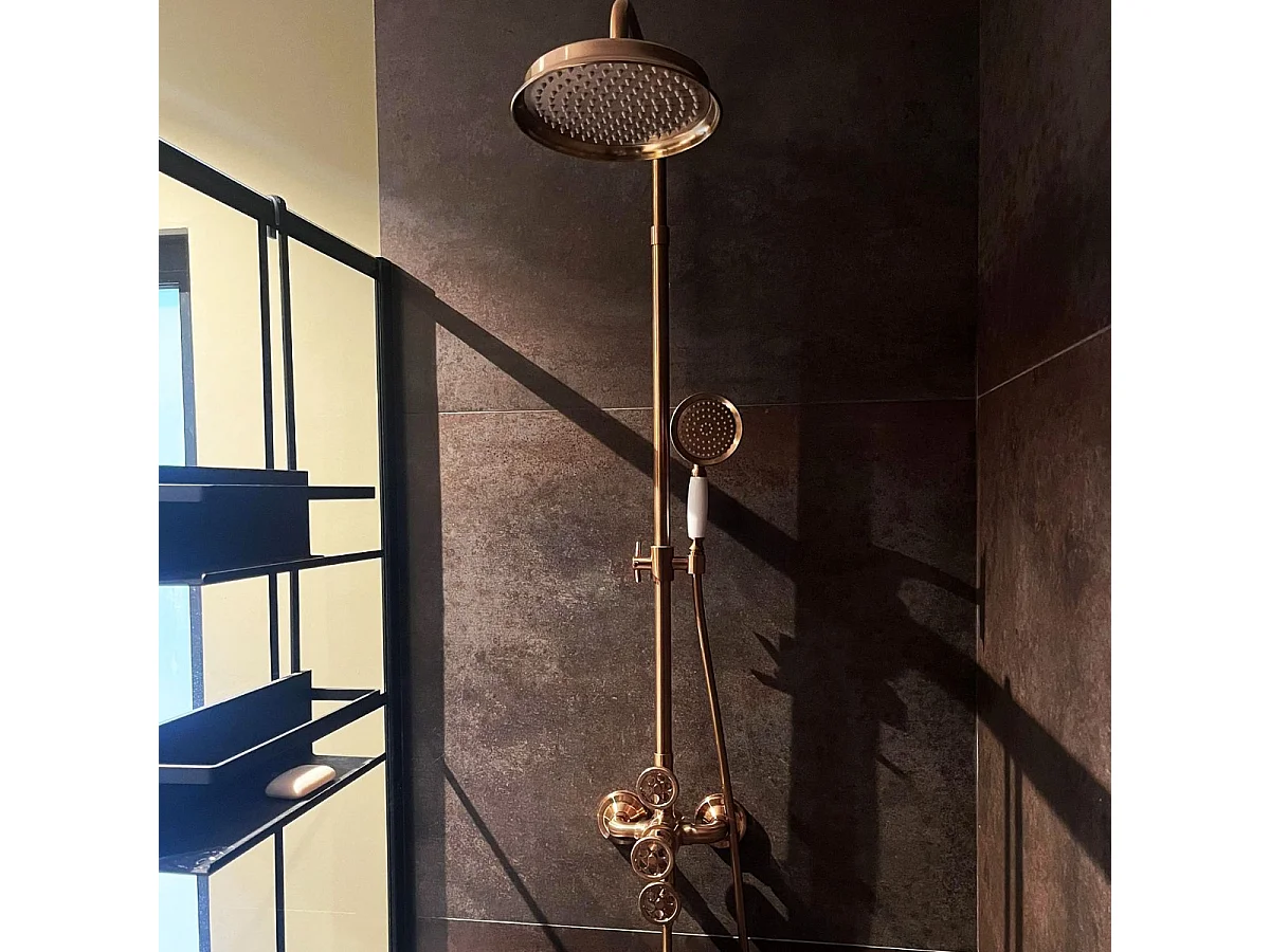 Indus coluna de duche termostática em cobre escovado Essebagno
