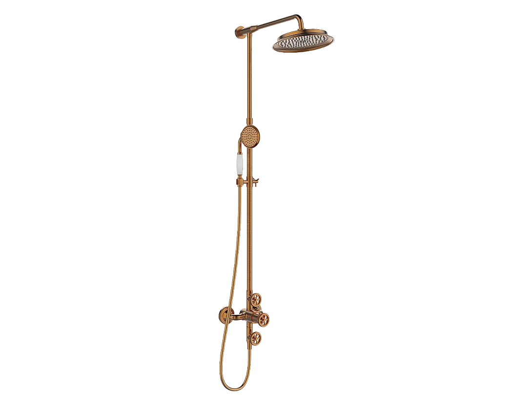 Indus thermostatische duschsäule aus gebürstetem Kupfer Essebagno