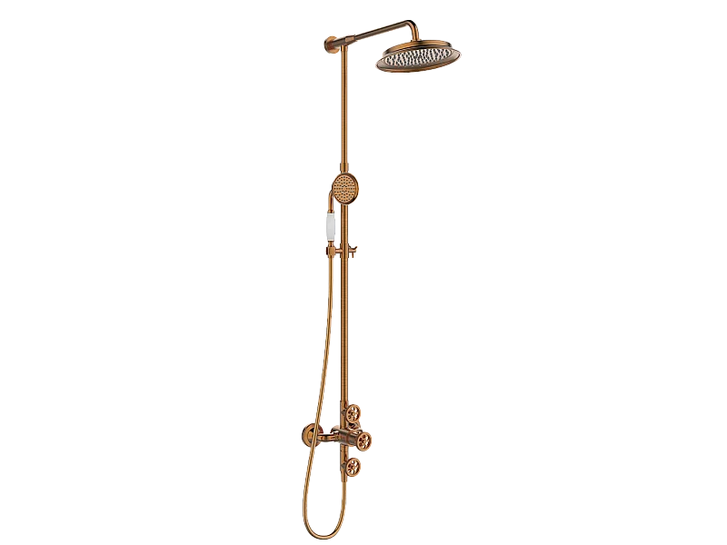 Indus colonne de douche thermostatique cuivre brossé - Essebagno