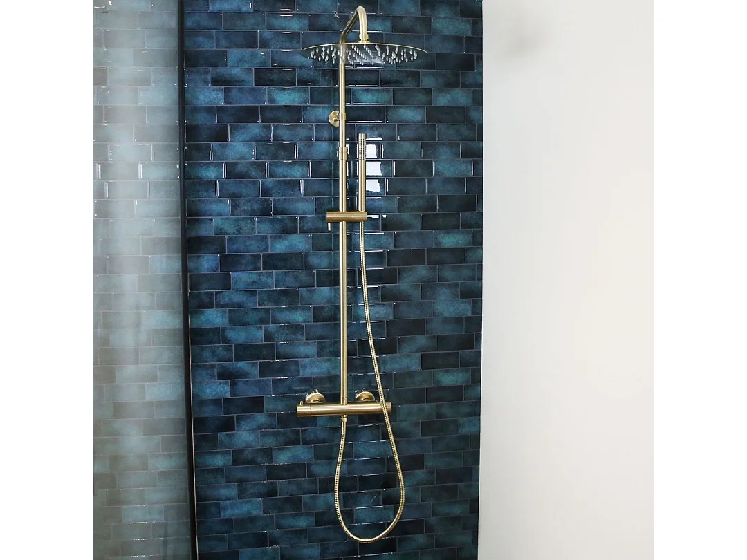 Luisa II colonne de douche thermostatique or brossé - Essebagno