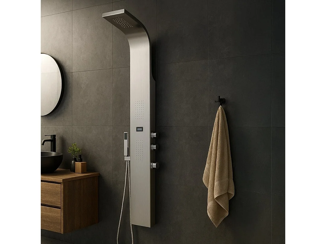 Essekaska panneau de douche hydromassant façon inox - Essebagno