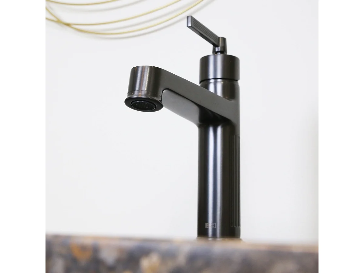 Louxor lage wastafelmengkraan gun metal grijs - Essebagno