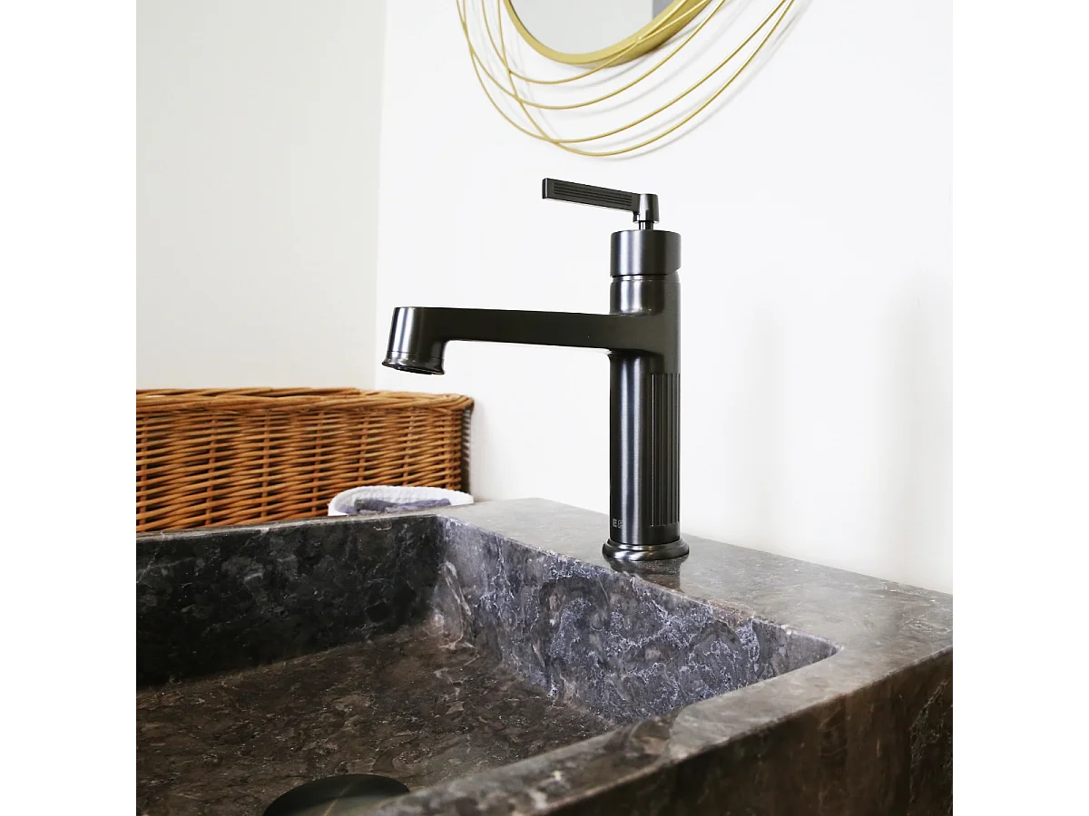 Louxor lage wastafelmengkraan gun metal grijs - Essebagno