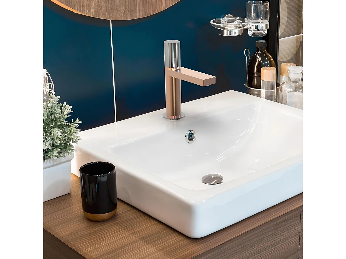 Exil mitigeur lavabo bas or rose et chromé - Essebagno