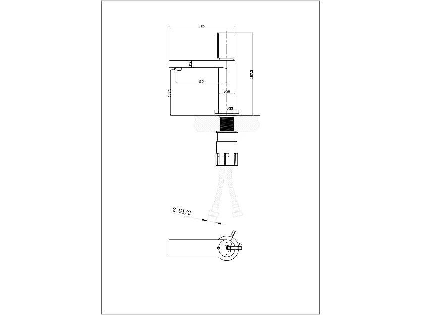 Exil mitigeur lavabo bas or rose et chromé - Essebagno