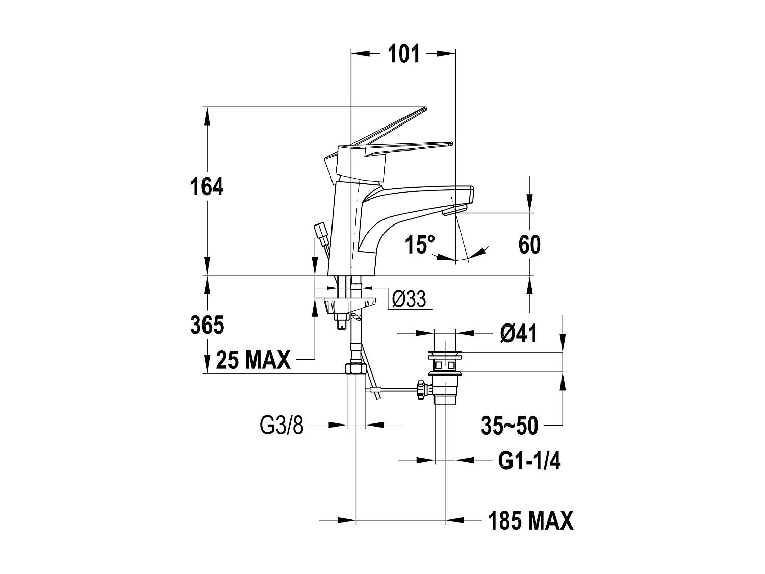 Largo miscelatore per lavabo cromato Essebagno