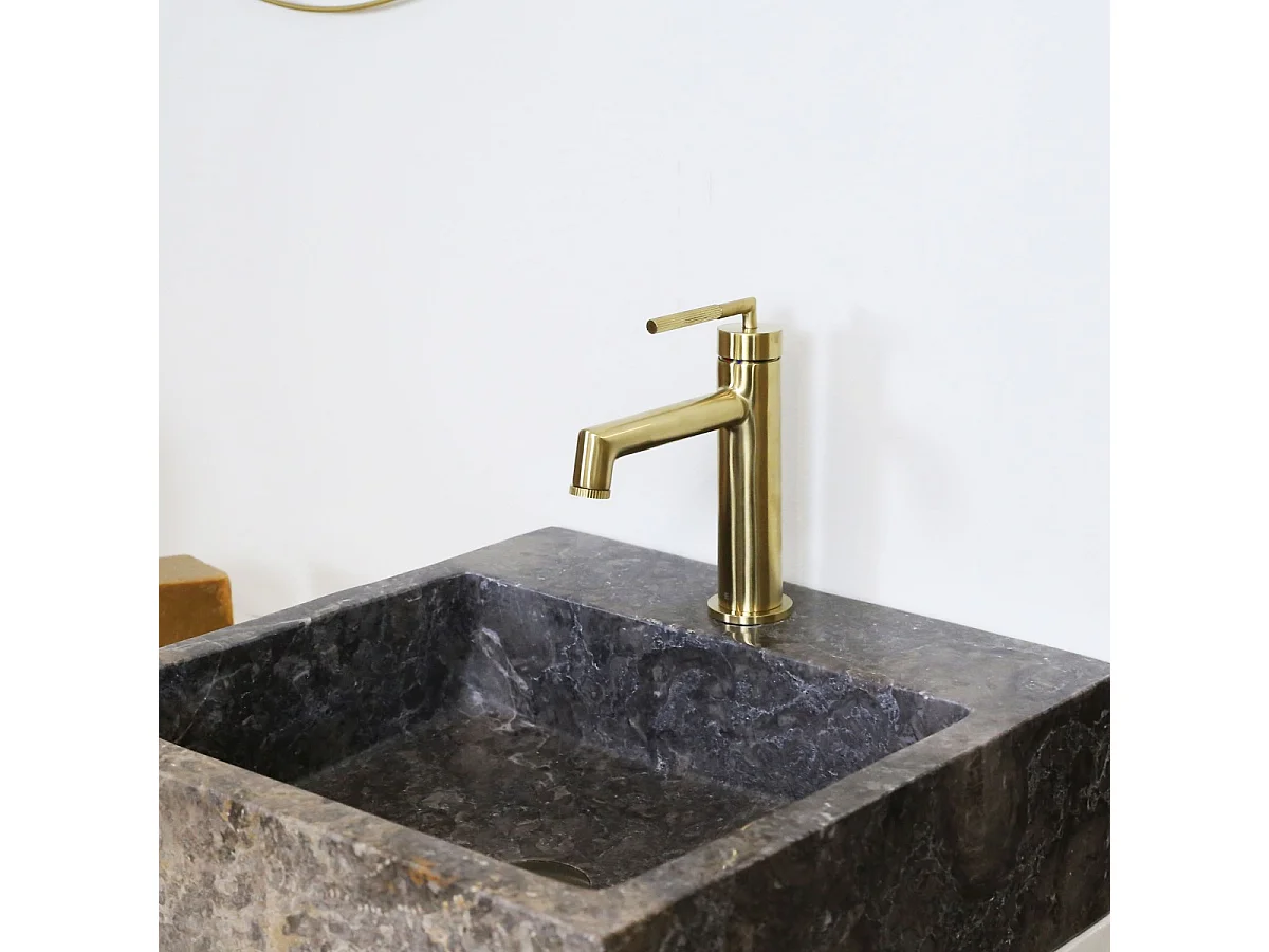 Portofino Niedriger Waschtischmischer Gold gebürstet Essebagno