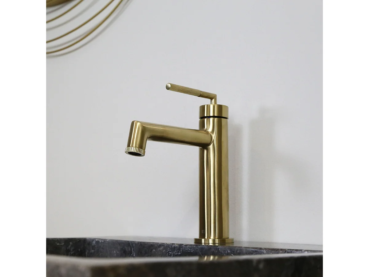 Portofino Niedriger Waschtischmischer Gold gebürstet Essebagno