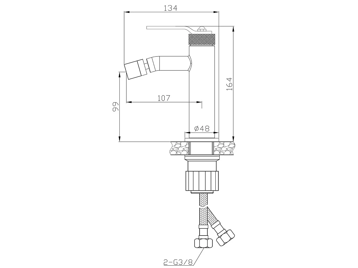 Molette mitigeur bidet cuivre brossé - Essebagno