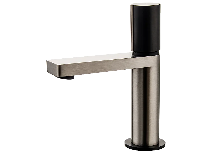 Exil mitigeur lavabo bas façon inox et noir - Essebagno