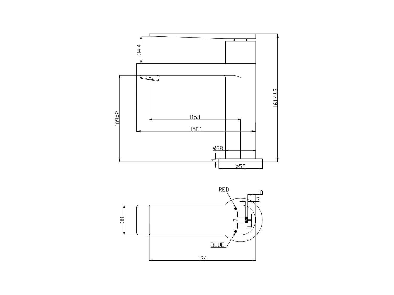 Allure Niedriger Waschtischmischer in Edelstahloptik und Roségold Essebagno