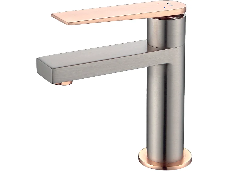 Allure mitigeur lavabo bas façon inox et or rose - Essebagno