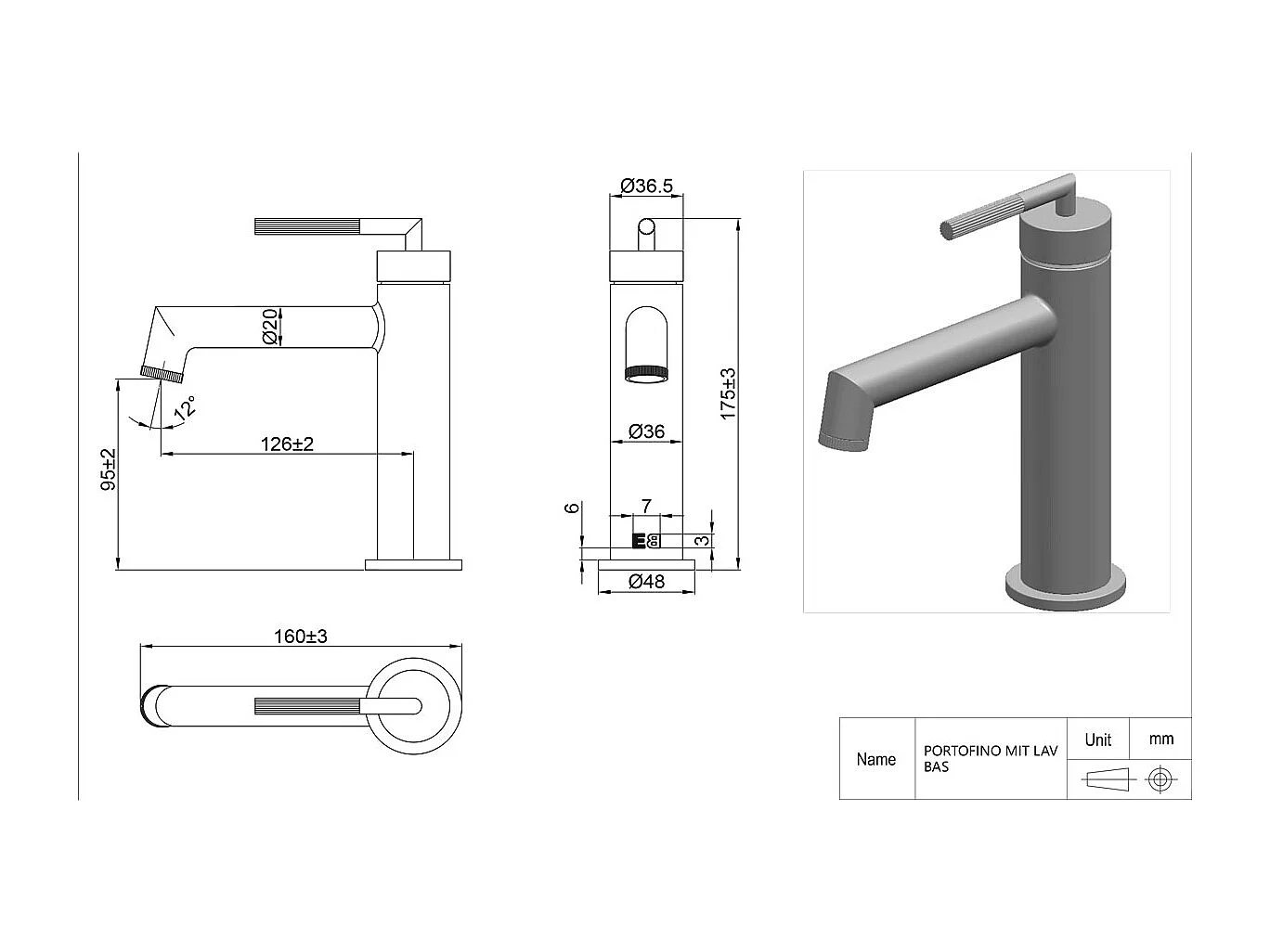 Portofino mitigeur lavabo bas chrome - Essebagno