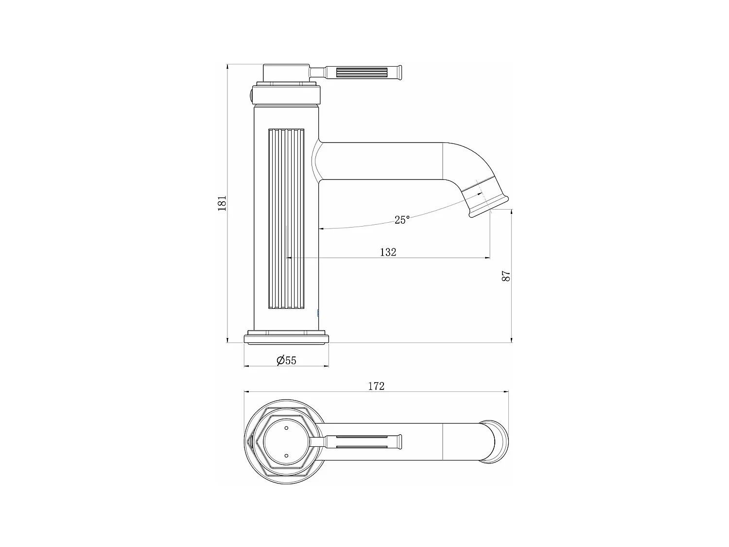 Art Deco Misturadora de lavatório baixa cromada Essebagno