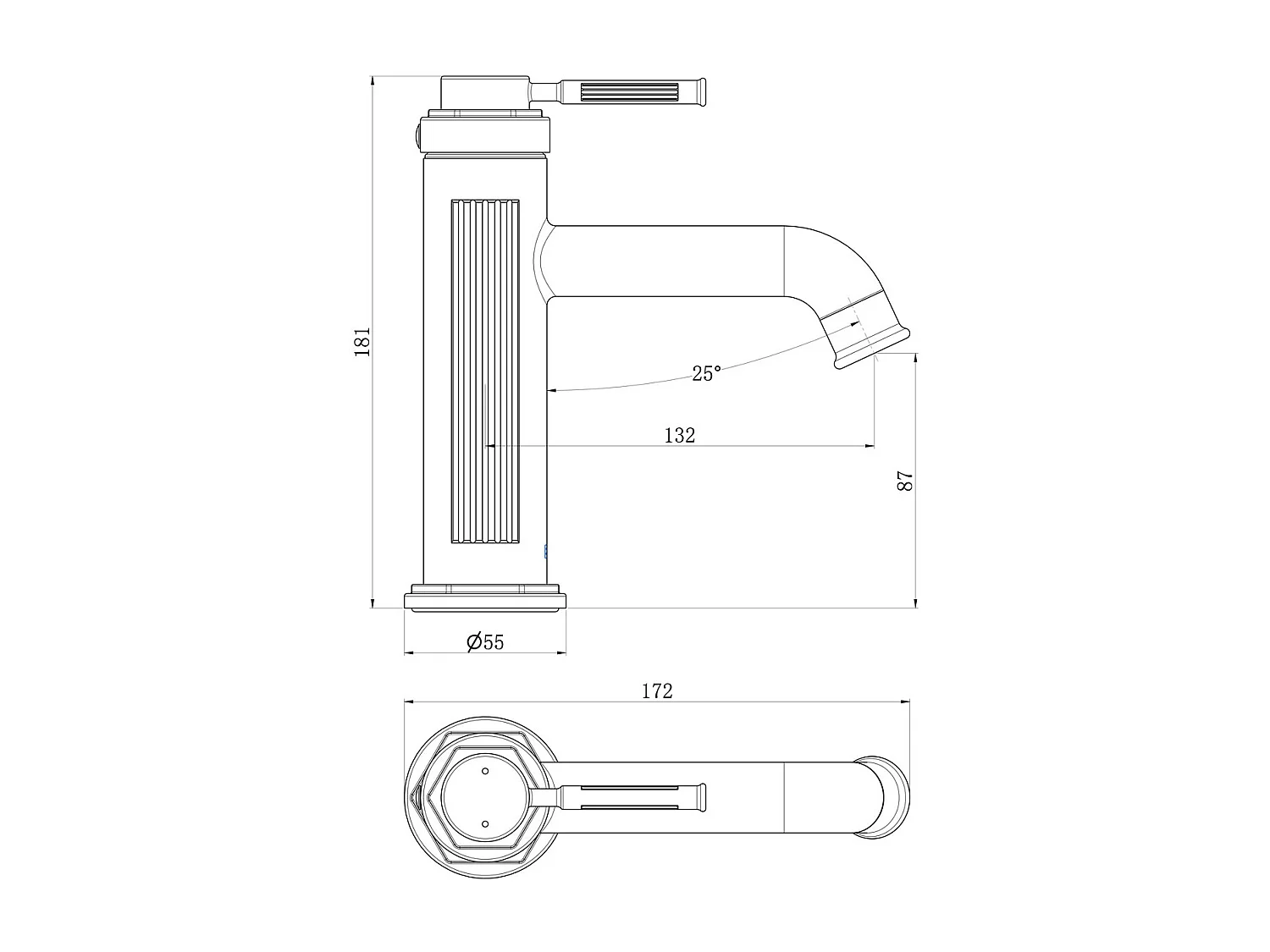 Art Deco lage chroom wastafelmengkraan - Essebagno