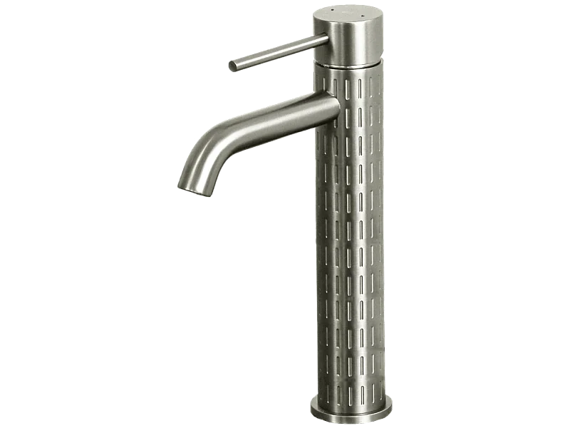 Architek hoher Waschtischarmatur in gebürsteter Edelstahloptik Essebagno