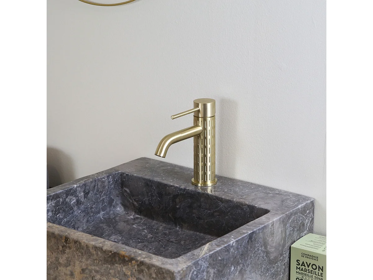 Architek lage wastafelmengkraan in geborsteld goud - Essebagno