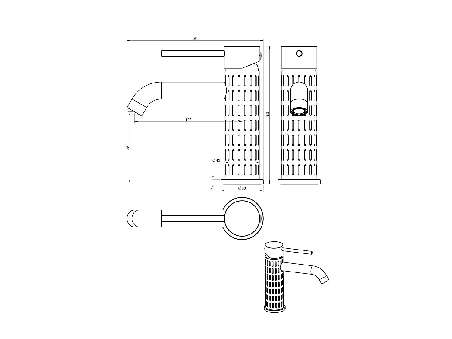 Architek bateria miedziana niska chrom - Essebagno