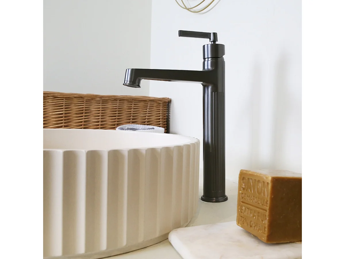 Louxor mitigeur lavabo haut gris gun métal - Essebagno