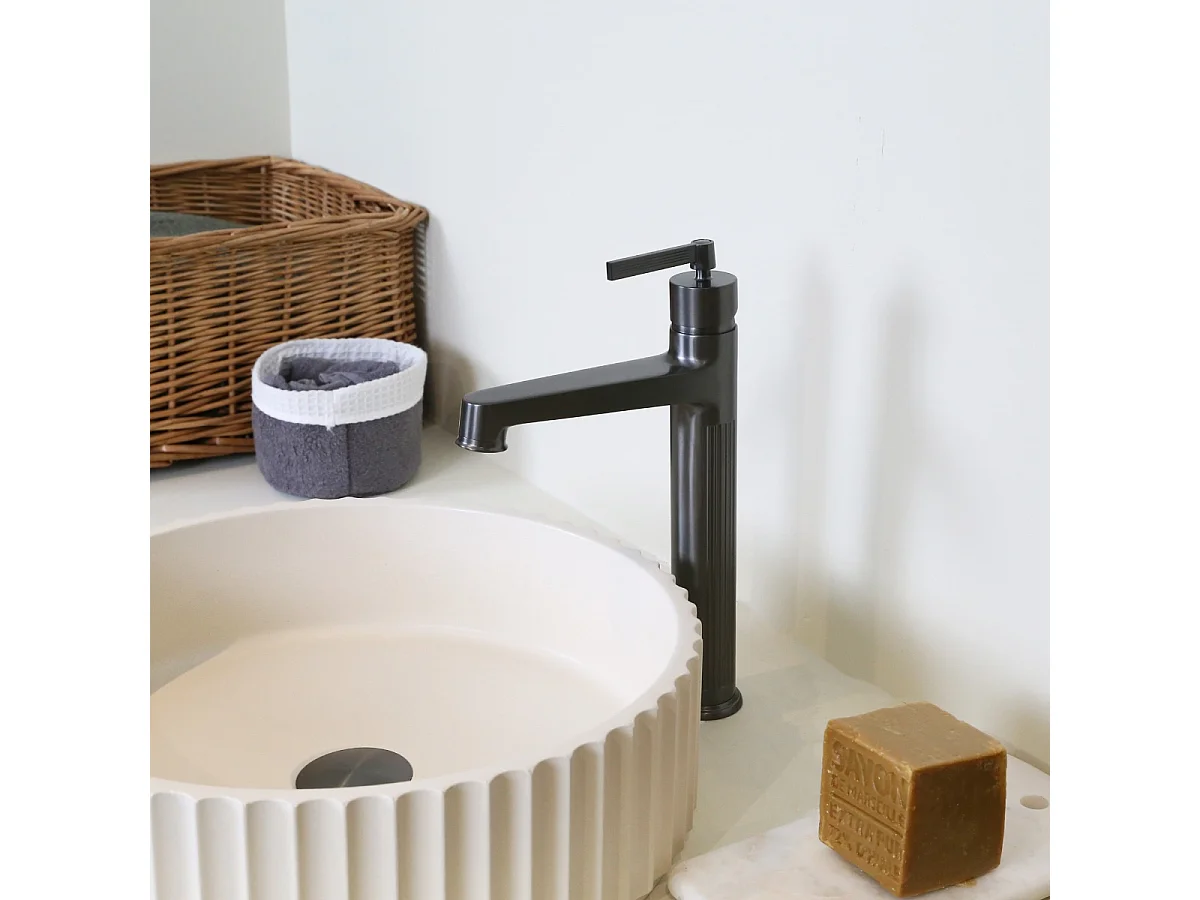 Louxor mitigeur lavabo haut gris gun métal - Essebagno