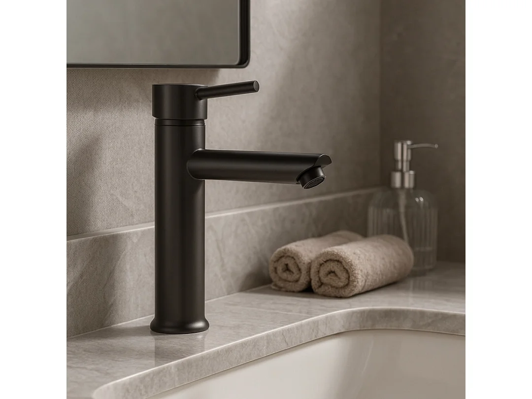 Deco mitigeur lavabo haut gris gun métal - Essebagno