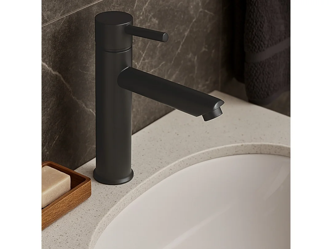 Deco mitigeur lavabo haut gris gun métal - Essebagno