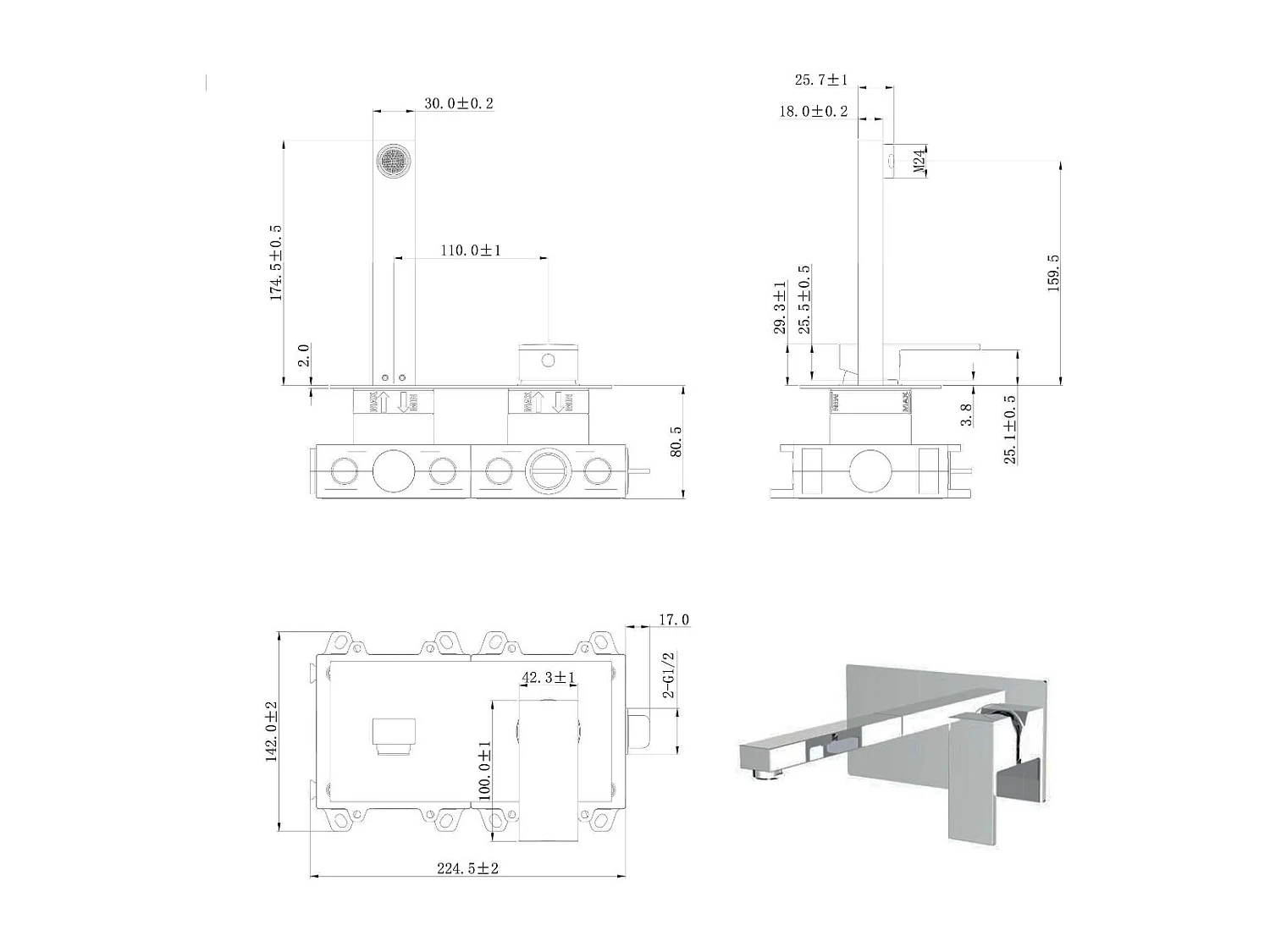 Misturadora de lavatório Encarre cromada de encastrar Essebagno