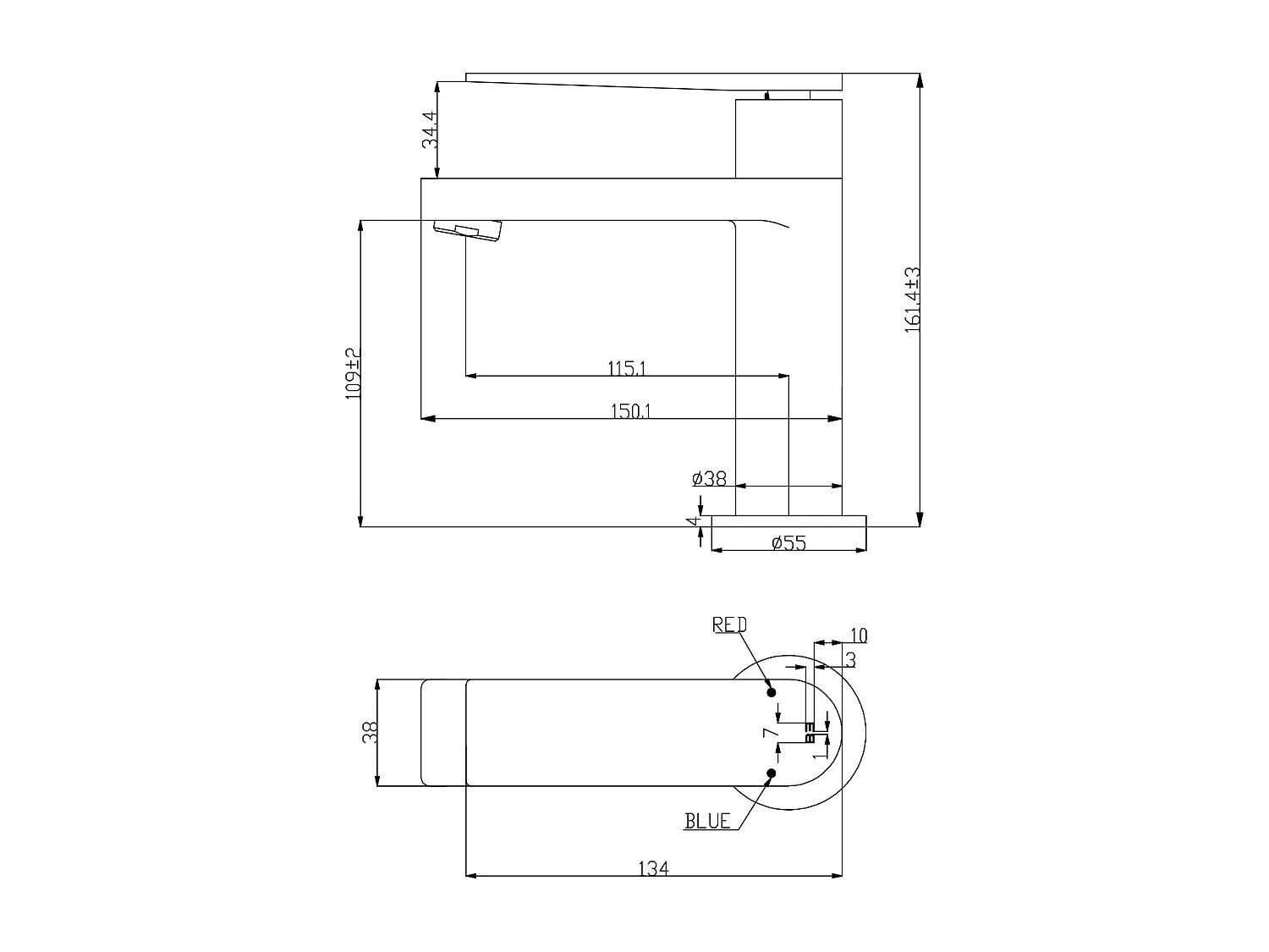 Allure mitigeur lavabo bas façon inox et noir - Essebagno
