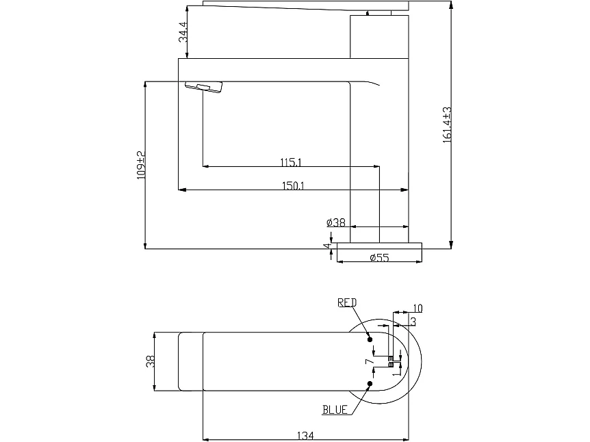 Allure miscelatore per lavabo basso in acciaio inox e nero Essebagno
