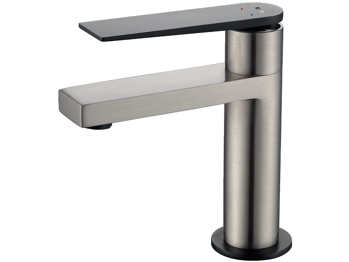 Allure mitigeur lavabo bas façon inox et noir - Essebagno