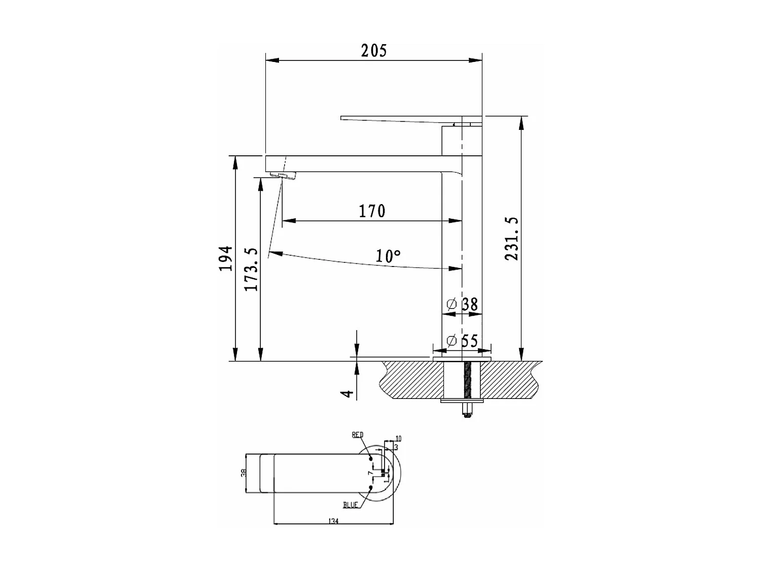 Allure mitigeur lavabo haut noir et or rose - Essebagno