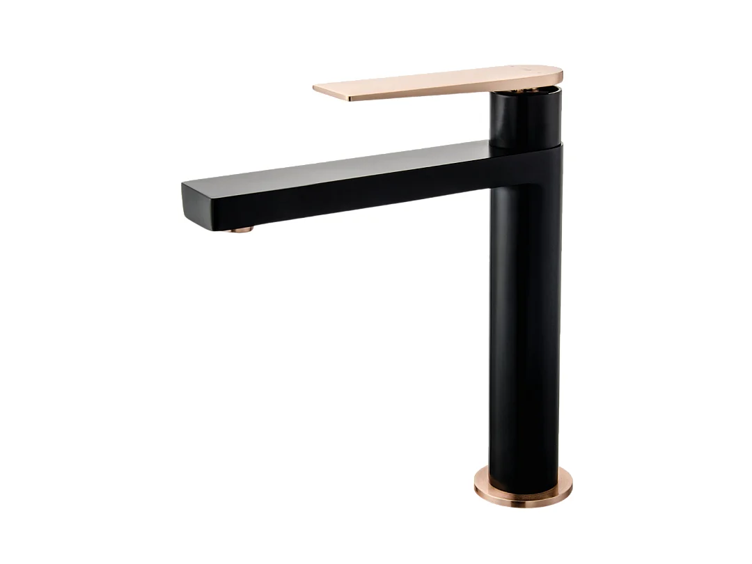 Allure hoher Waschtischmischer in Edelstahloptik und Schwarz Essebagno
