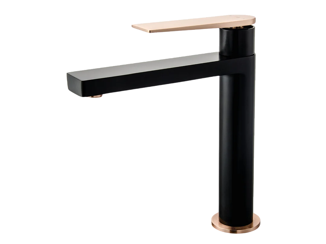 Allure mitigeur lavabo haut noir et or rose - Essebagno
