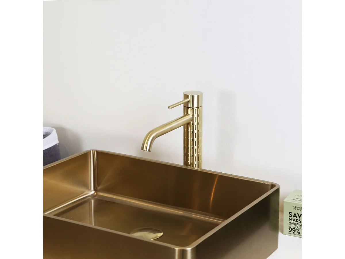 Architek Torneira para lavatório alto em dourado escovado Essebagno