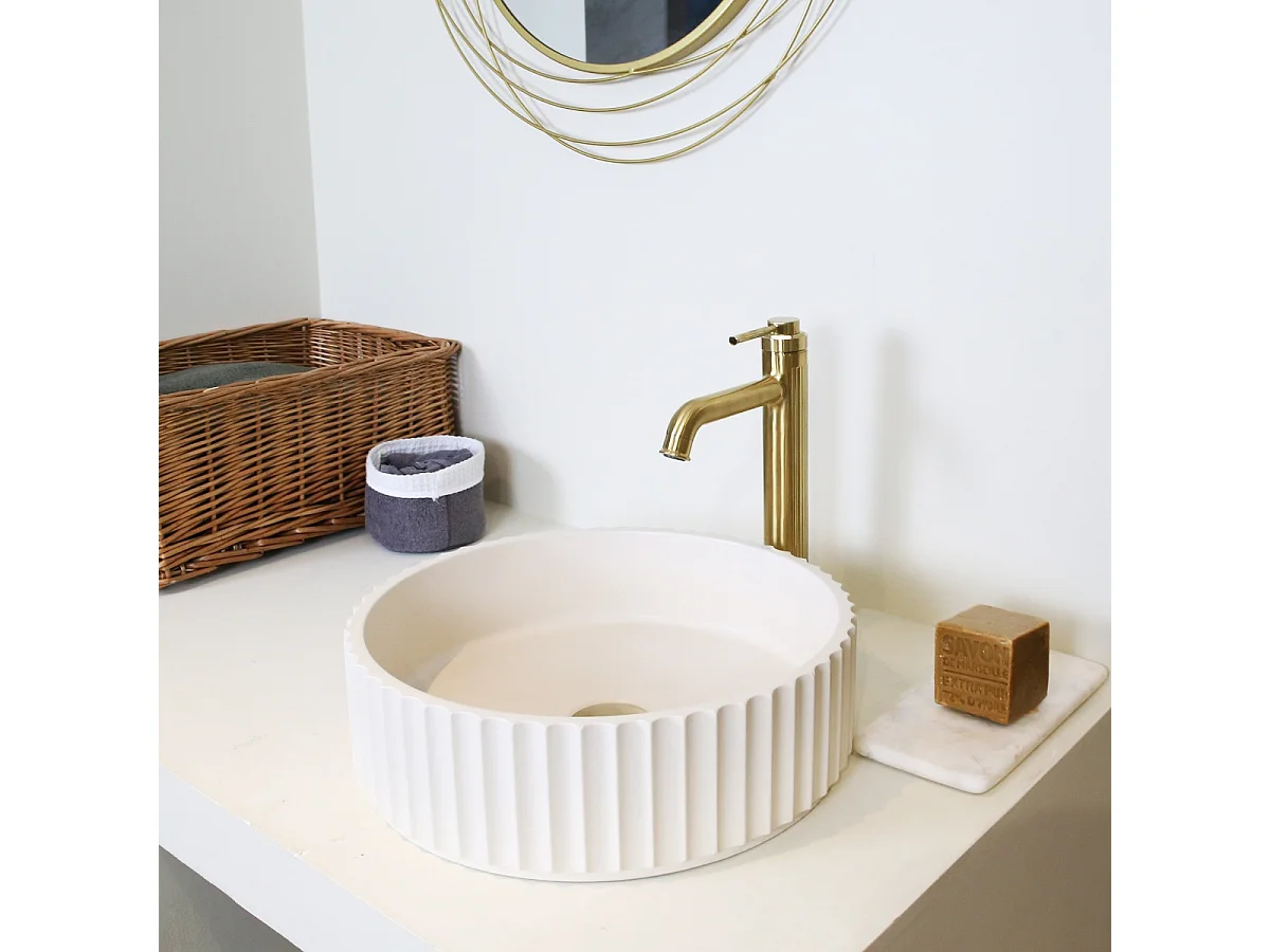 Art Deco Miscelatore per lavabo alto in oro spazzolato Essebagno