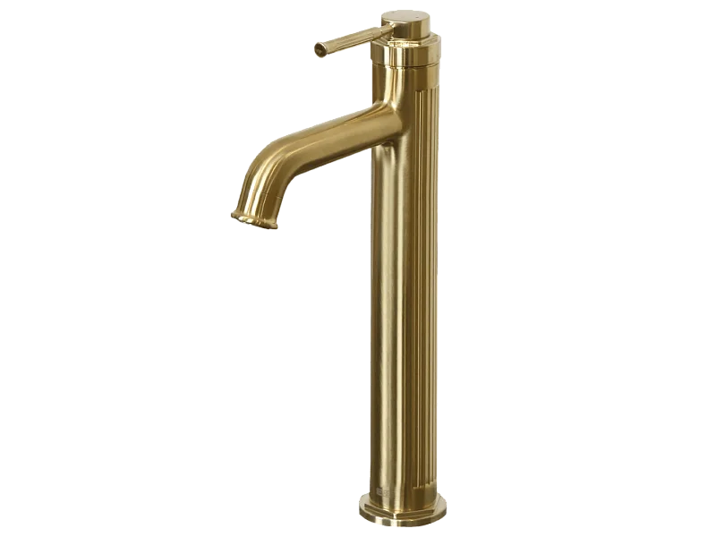 Art Deco hoher Waschtischmischer gebürstetes Gold Essebagno