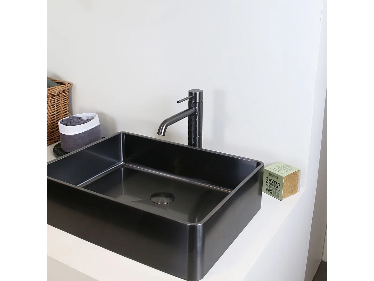 Architek hoher Waschtischmischer grau gun metal Essebagno