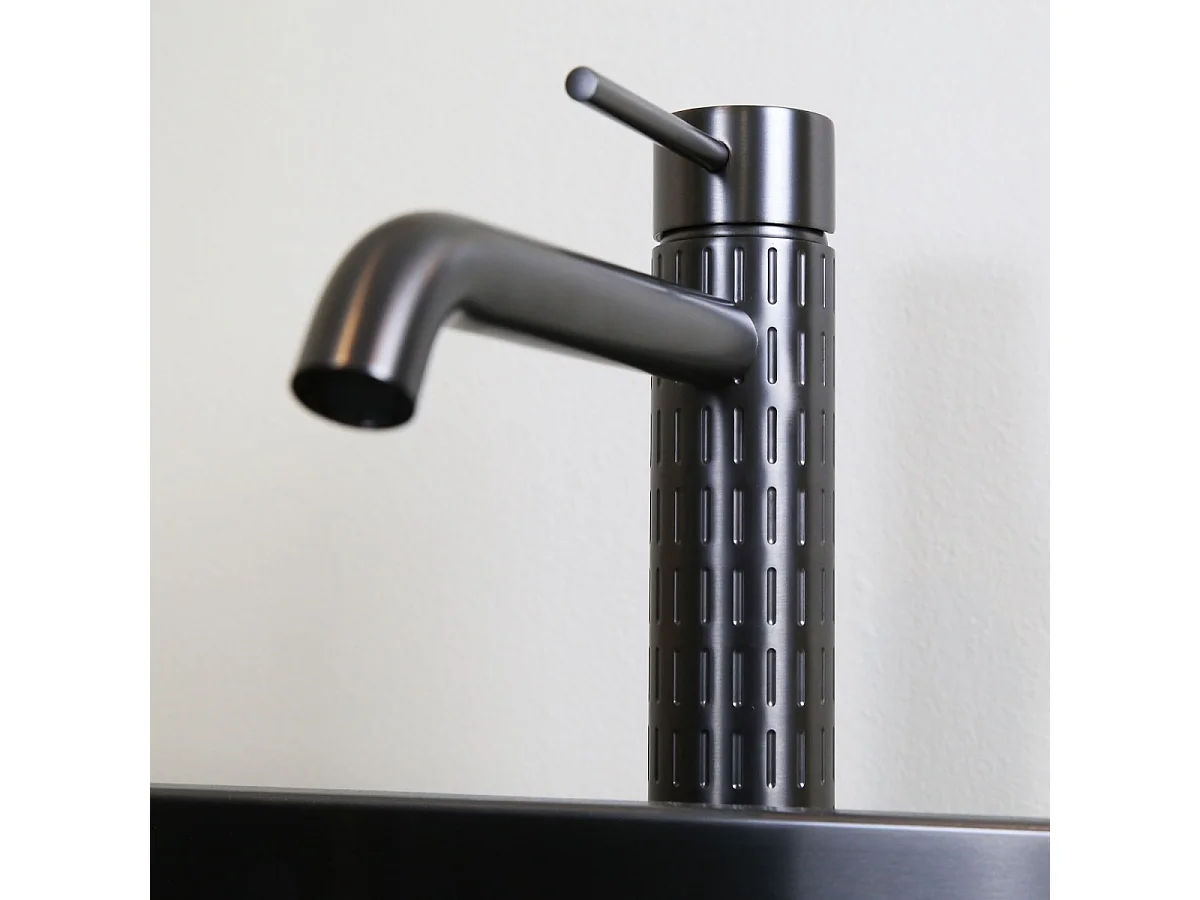 Architek hoge wastafelmengkraan gun grijs metaal - Essebagno