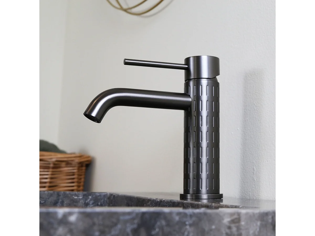 Architek lage grijze wastafelmengkraan gun metal - Essebagno