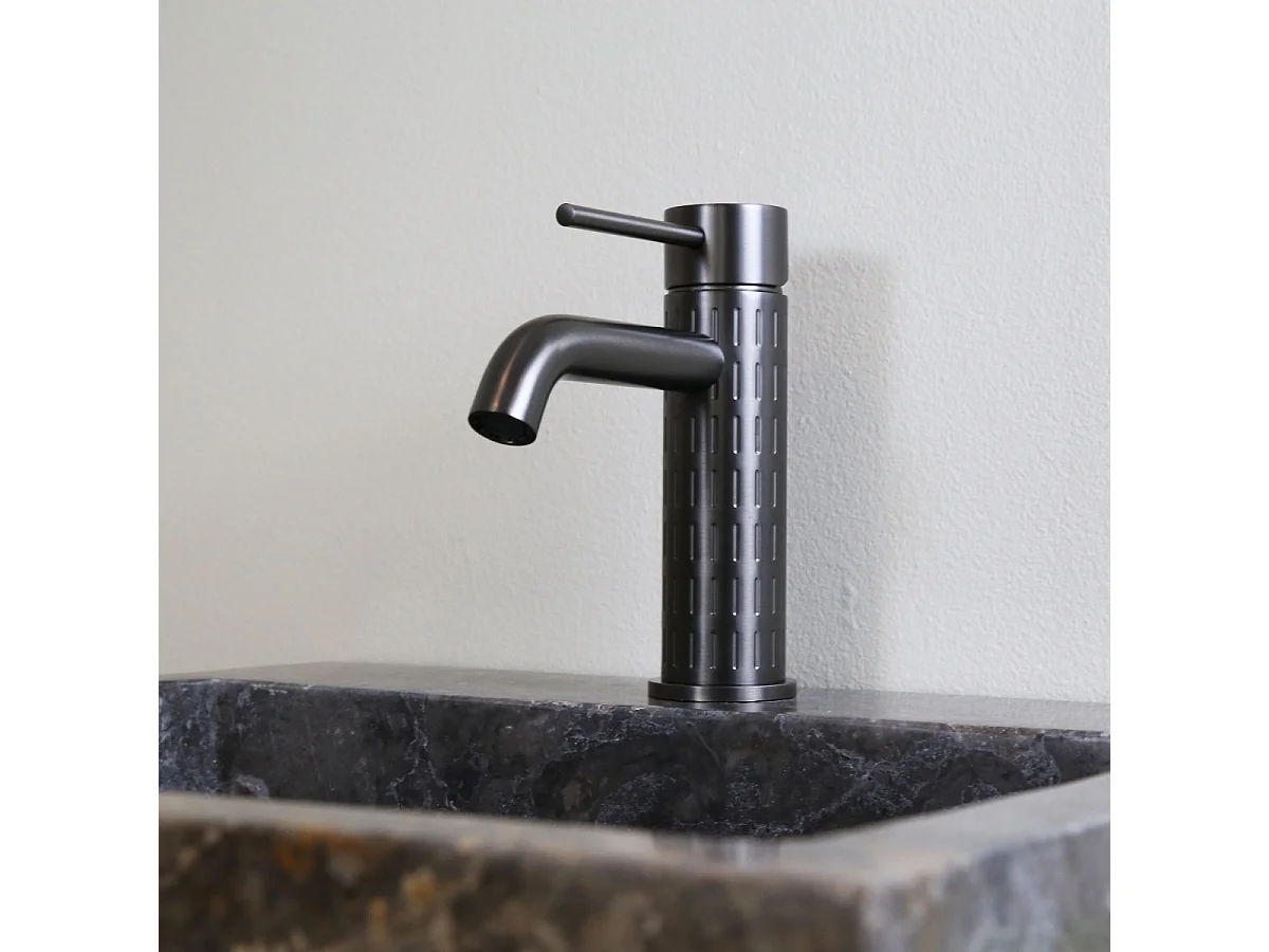 Architek lage grijze wastafelmengkraan gun metal - Essebagno