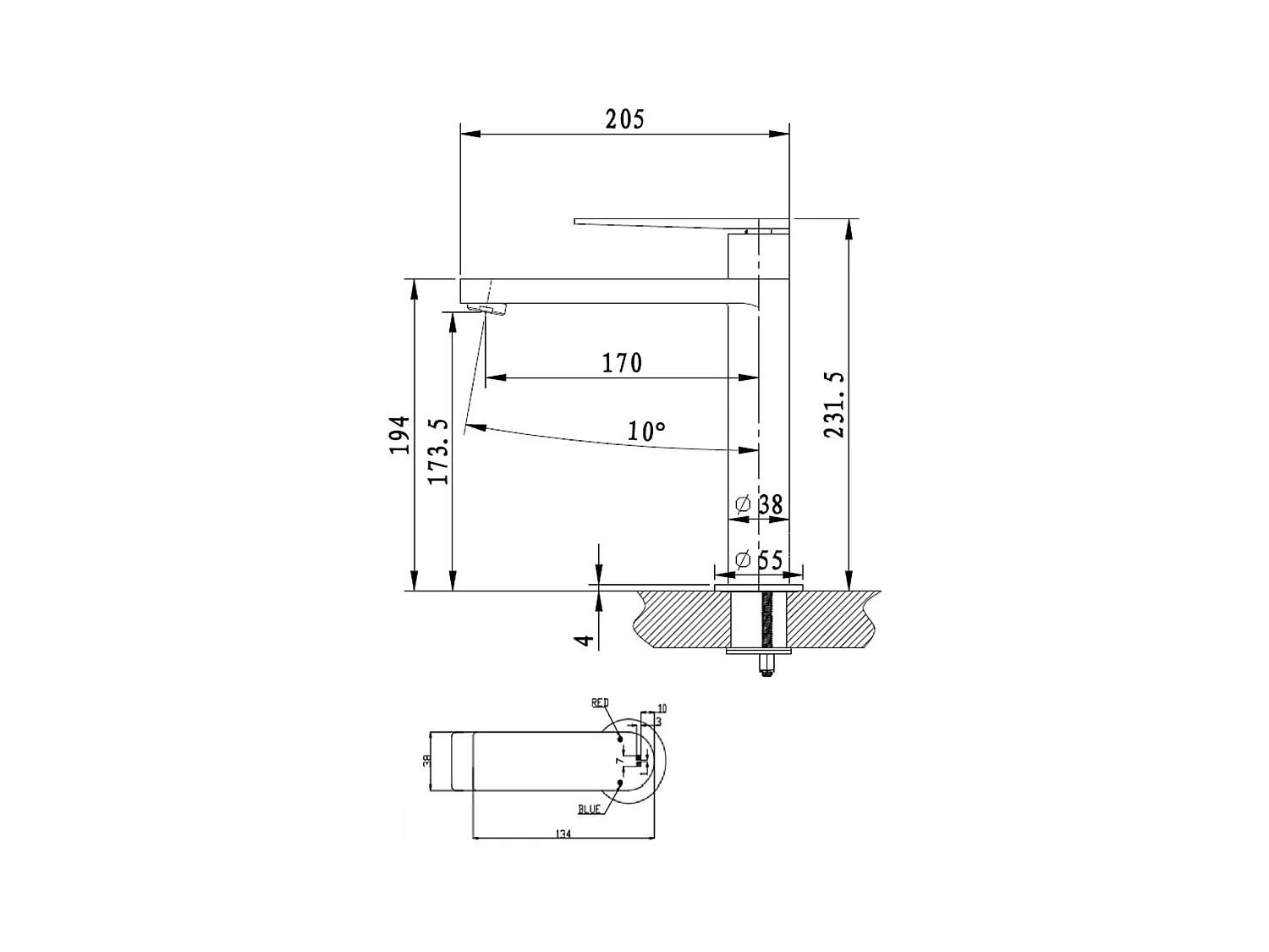 Allure mezclador alto de lavabo de acero inoxidable y oro rosa Essebagno
