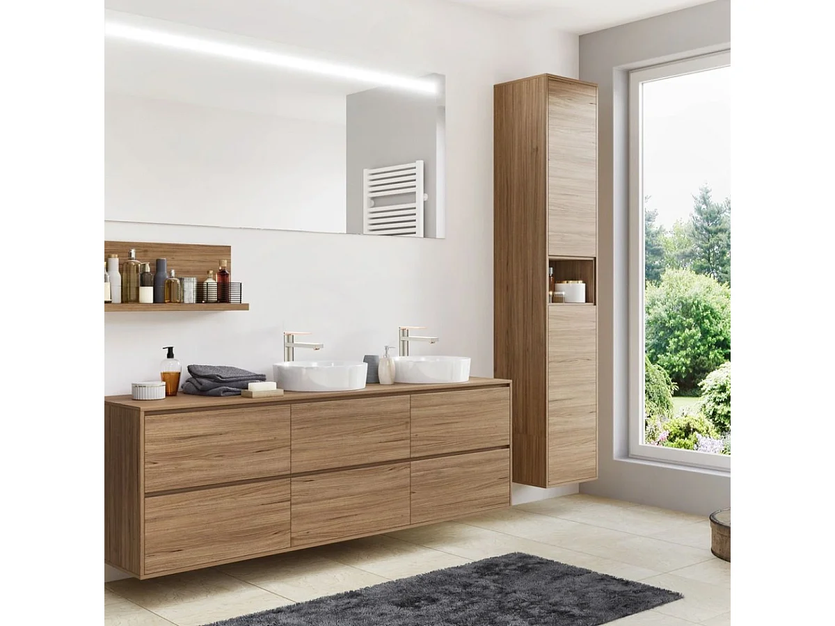 Allure misturadora de lavatório alta em aço inoxidável e ouro rosa Essebagno