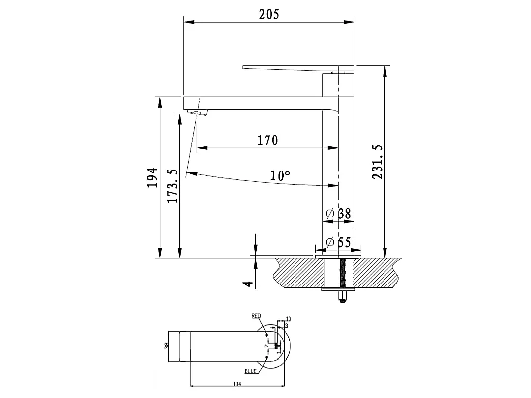 Allure mitigeur lavabo haut façon inox et or rose - Essebagno