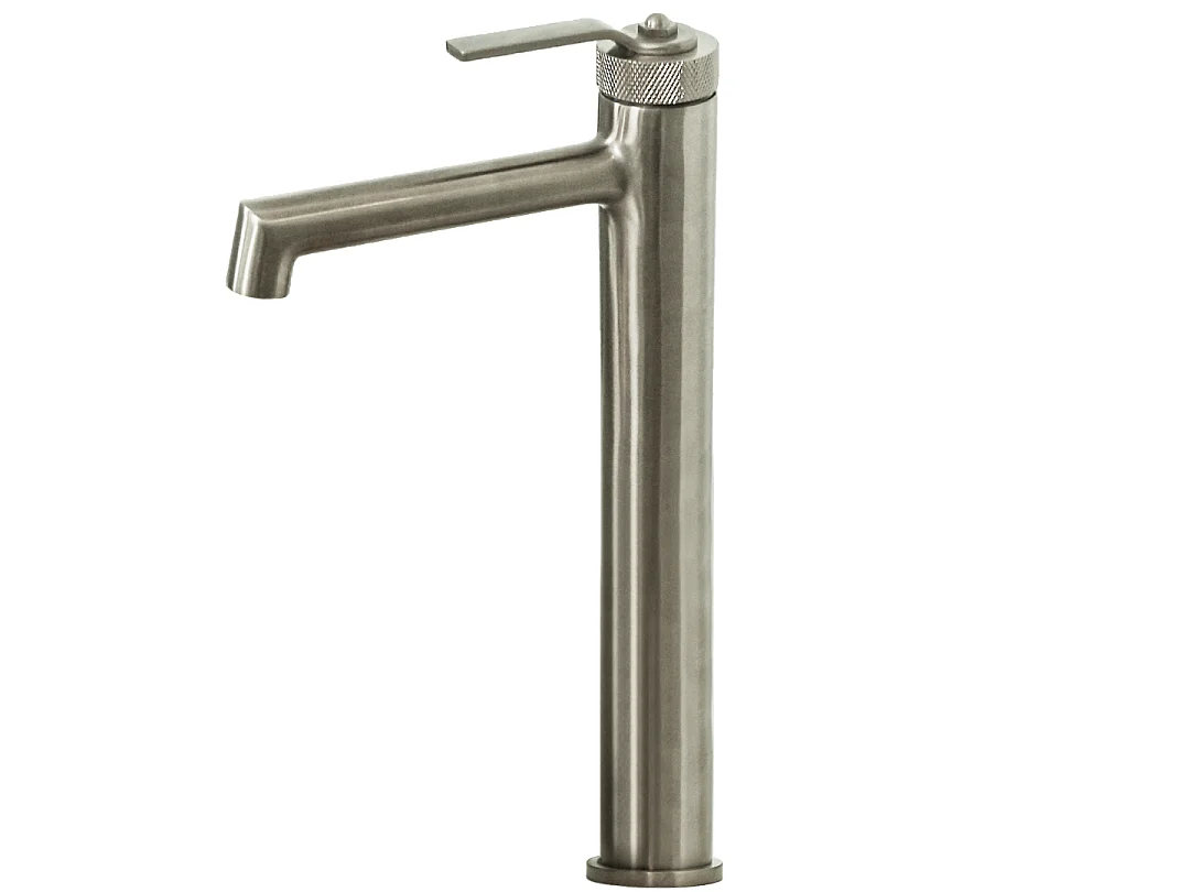 Molette mitigeur lavabo haut façon inox brossé - Essebagno
