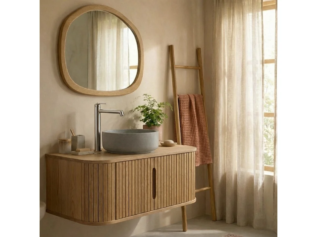 Molette mitigeur lavabo haut façon inox brossé - Essebagno