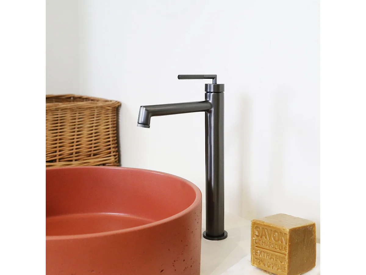 Portofino Waschtischmischer hoch grau gun metal Essebagno