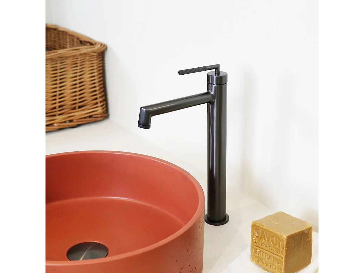 Portofino Waschtischmischer hoch grau gun metal Essebagno