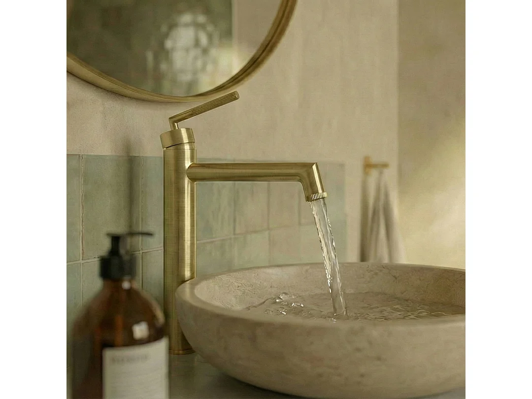 Portofino mitigeur lavabo haut or brossé - Essebagno